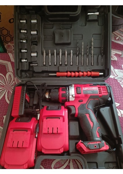 12V 1.5 Ah Metal Şanzıman Çift Akülü Şarjlı 24 Parça Akülü Vidalama Matkap
