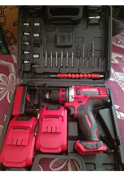 12V 1.5 Ah Metal Şanzıman Çift Akülü Şarjlı 24 Parça Akülü Vidalama Matkap